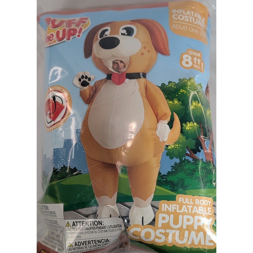 Puff Me Up Inflatable Puppy Costume Adult One Size Over 8ft Tall Dog Full Body